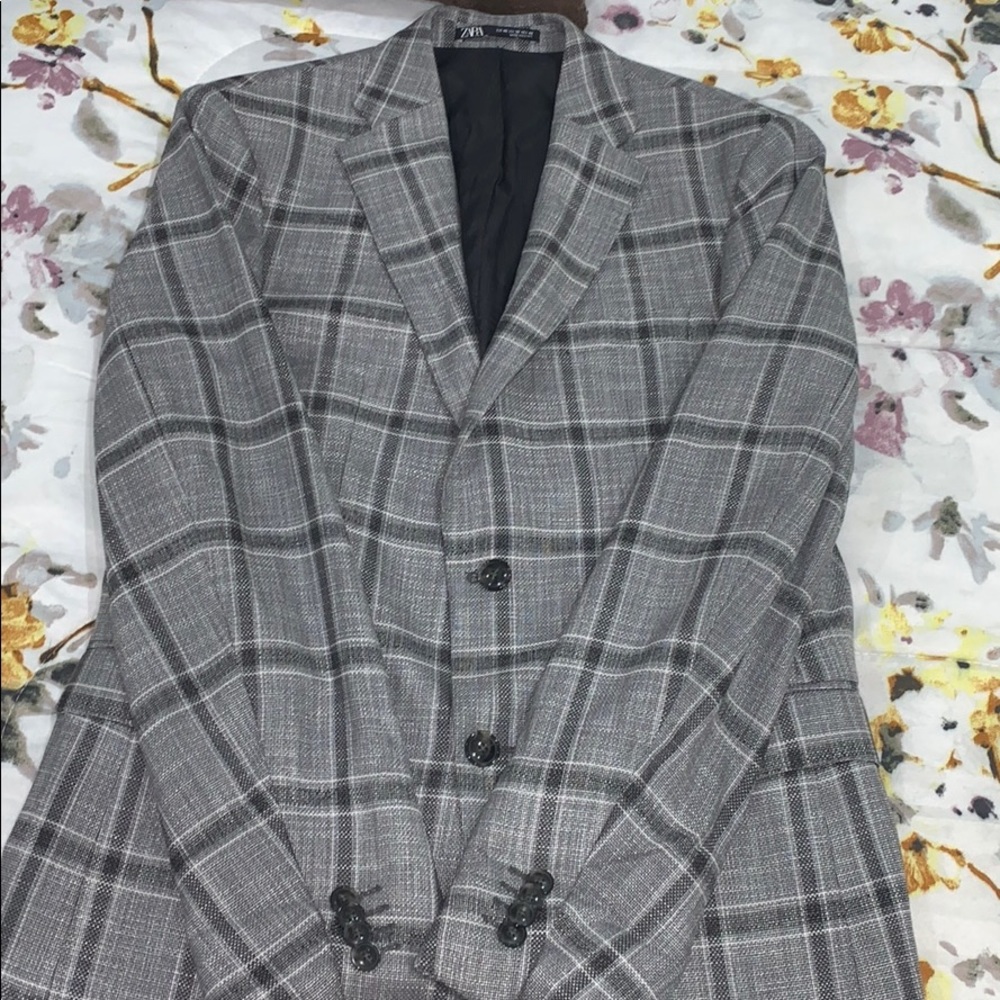 Zara Long sleeve Plaid Blazer